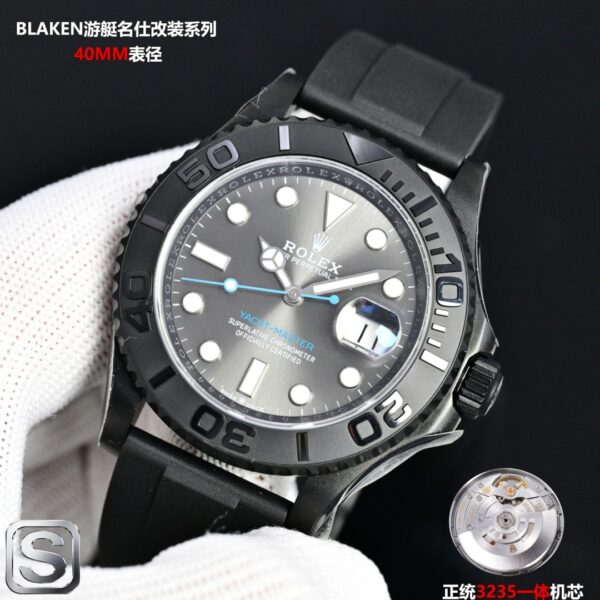 sy_no_7ADF30C769F862C4A278A066839D7409_2 BLAKEN Custom Rolex Yacht-Master 40mm Grey Dial DLC