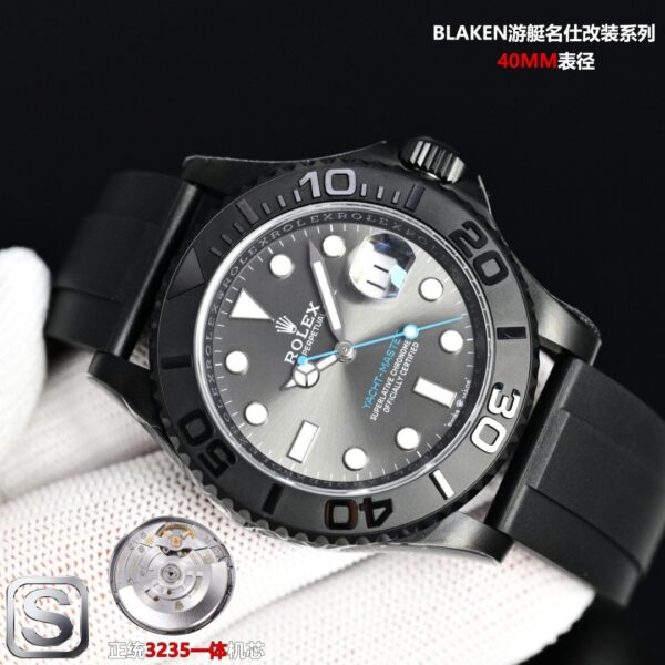 sy_no_7ADF30C769F862C4A278A066839D7409_4 BLAKEN Custom Rolex Yacht-Master 40mm Grey Dial DLC