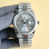 sy_no_DB71DFE95B4DBA808380A53695261717_0 Rolex Day-Date 40 Stainless Steel Fluted Bezel Roman Diamond Marker Watch
