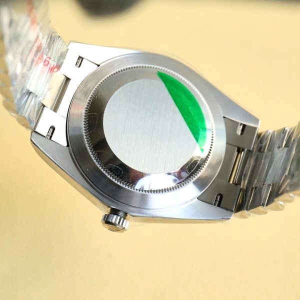 sy_no_DB71DFE95B4DBA808380A53695261717_8 Rolex Day-Date 40 Stainless Steel Fluted Bezel Roman Diamond Marker Watch