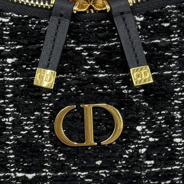 Diorling Black Cannage Tweed Mini Hobo Bag