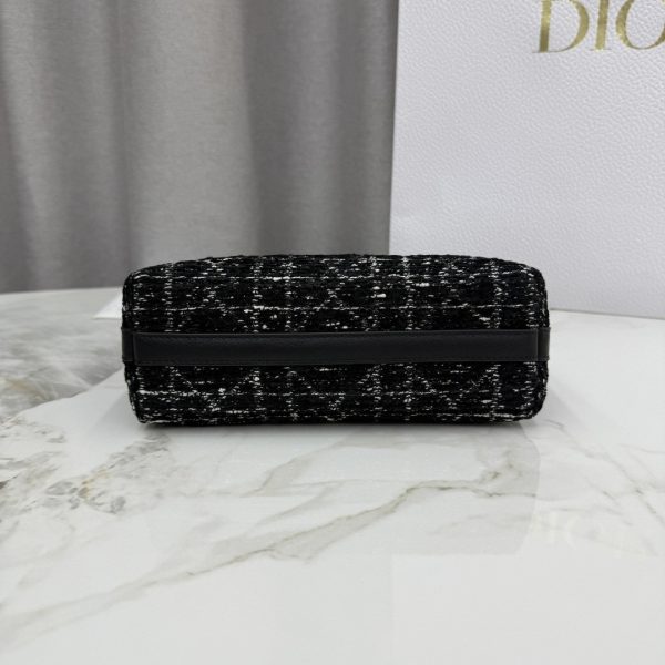 Diorling Black Cannage Tweed Mini Hobo Bag