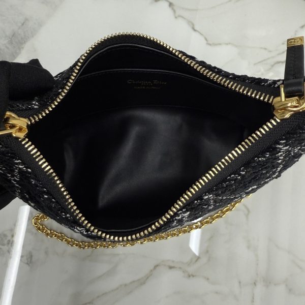 Diorling Black Cannage Tweed Mini Hobo Bag