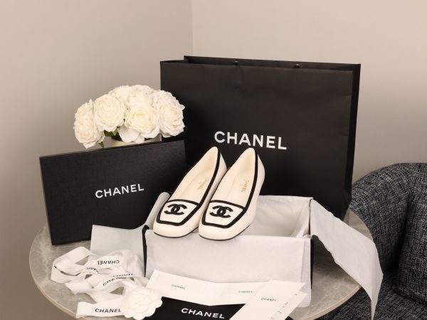 CHANEL Black & White Color-Blocked Square-Toe Slingback Heel