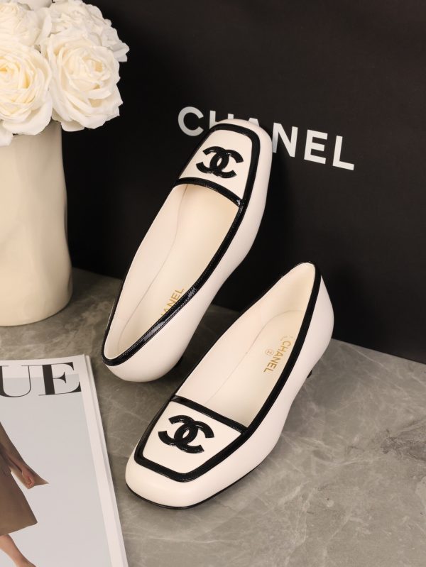 CHANEL Black & White Color-Blocked Square-Toe Slingback Heel