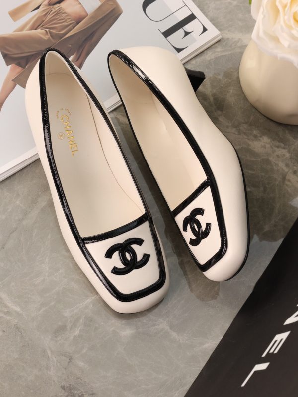 CHANEL Black & White Color-Blocked Square-Toe Slingback Heel