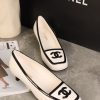 CHANEL Black & White Color-Blocked Square-Toe Slingback Heel